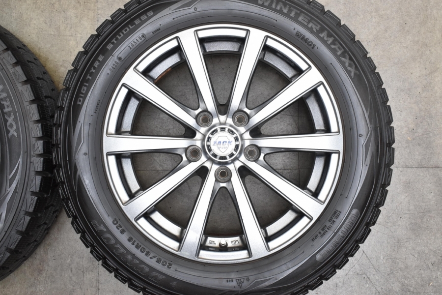 バリ溝 美品】ZACK 16in 6.5J +38 PCD114.3 ダンロップ ウインターマックス WM01 205/60R16 プリウスα SAI  ジューク MAZDA3 中古 スタッドレスタイヤホイールセット | パーツ販売ナンバーワン