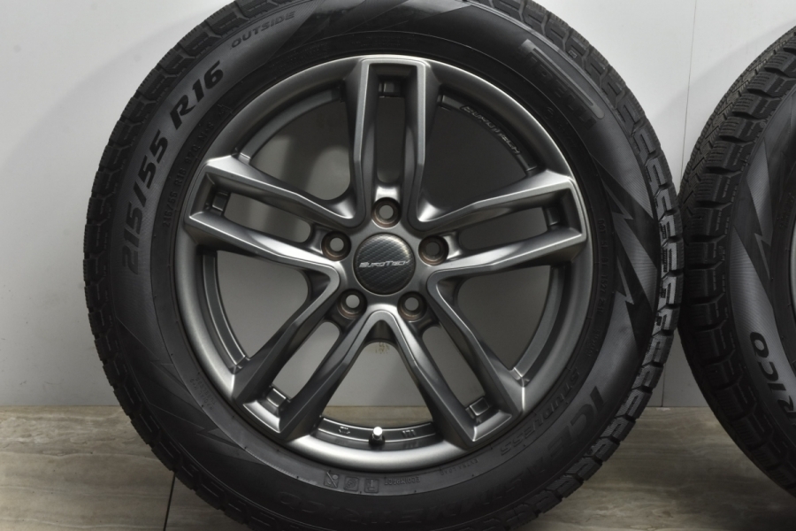 【美品】ユーロテック GAYA5 16in 6.5J +48 PCD108 ピレリ アイスアシンメトリコ 215/55R16 ボルボ C70 S60  V60 純正サイズ スタッドレス