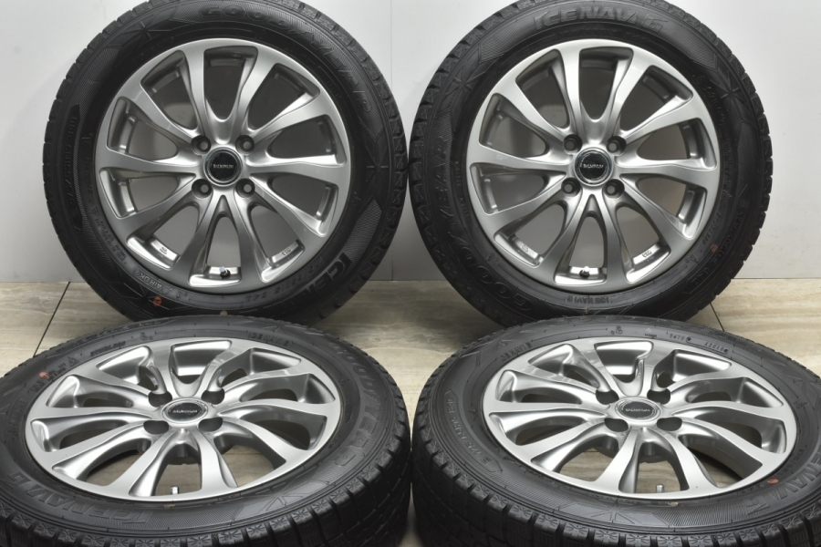 【美品】バルミナ T10 15in 5.5J +42 PCD100 グッドイヤー アイスナビ6 175/65R15 アクア カローラ ヤリス フィット  スイフト クロスビー