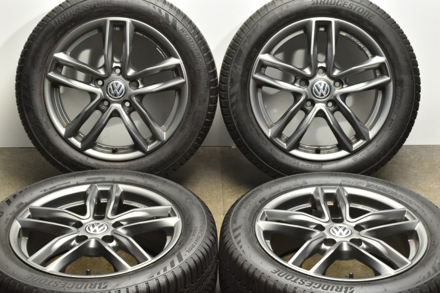 【美品】ユーロテック GAYA5 16in 6.5J +48 PCD112 ブリヂストン ウェザーコントロール A005 EVO 205/55R16  VW ゴルフ パサート 等に