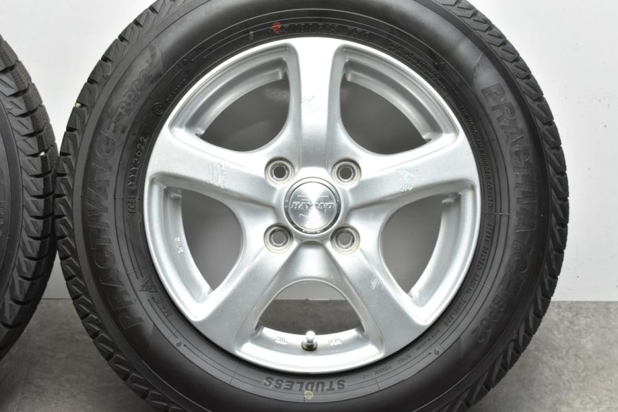 バリ溝 2022年製】HAYANO 13in 4.00B +45 PCD100 イエローハット PRACTIVA ICE BP02 145/80R13  N-BOX モコ アルト ワゴンR スペーシア 中古 スタッドレスタイヤホイールセット | パーツ販売ナンバーワン