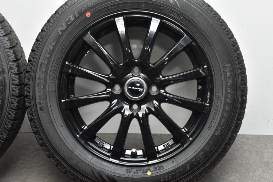 【バリ溝 美品】 AZANE 15in 5.5J +42 PCD100 オートバックス ノーストレック N3i 175/65R15 アクア ヴィッツ  スイフト イグニス フィット