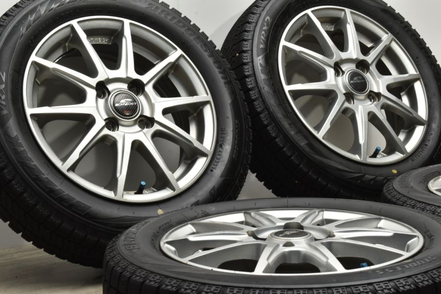 【バリ溝 美品】シュナイダー 14in 4.5J +46 PCD100 ブリヂストン ブリザック VRX2 155/65R14 N-BOX N-ONE  サクラ ワゴンR アルト タント