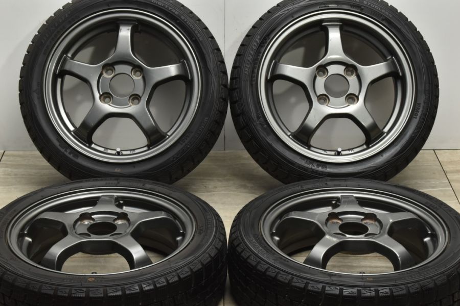 軽自動車サイズ】5スポーク 14in 4.5J +44 PCD100 ダンロップ ウィンターマックス WM01 155/65R14 N-BOX ワゴンR  アルト タント ムーヴ 中古 スタッドレスタイヤホイールセット | パーツ販売ナンバーワン