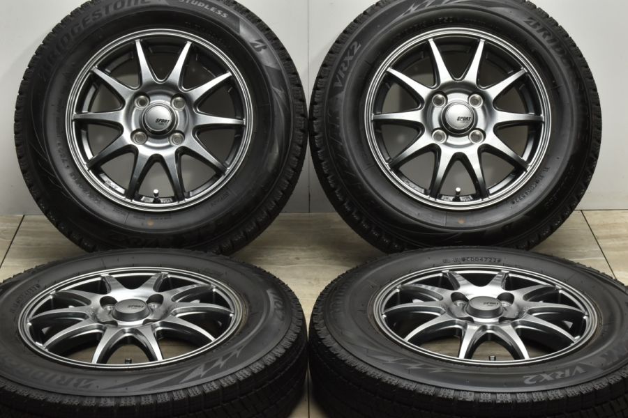 2022年製 超バリ溝 美品】SPORT ABELIA 13in 4.00B +43 PCD100 ブリヂストン VRX2 145/80R13 N- BOX アルト ワゴンR スペーシア タント 中古 スタッドレスタイヤホイールセット | パーツ販売ナンバーワン