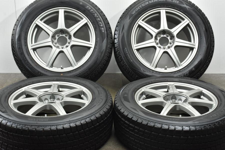 7本スポークホイール 17in 7J +40 PCD100/114.3 ダンロップ ウィンターマックス SJ8 225/65R17 NX ハリアー  RAV4 CX-5 CX-8