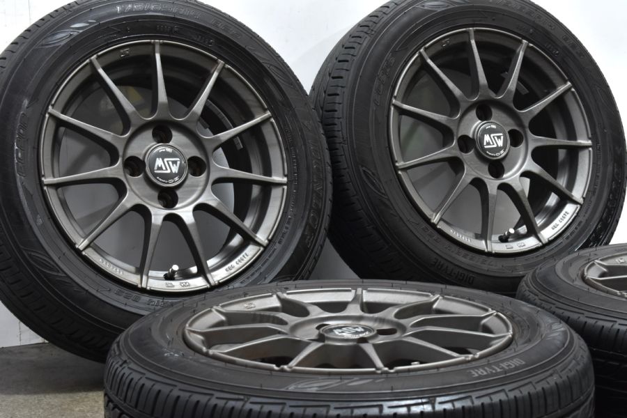 ドレスアップ用に】MSW85 14in 6J +35 PCD98 ダンロップ EC202 175/65R14 フィアット FIAT 500  チンクエチェント パンダ 中古 タイヤホイールセット | パーツ販売ナンバーワン