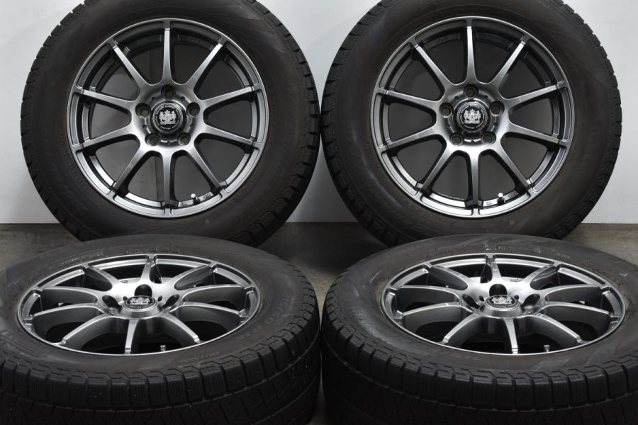 【美品】JPスタイル 16in 6.5J +53 PCD114.3 ピレリ アイスアシメントリコ 215/60R16 エスティマ オデッセイ ヴェゼル  CX-3 MPV