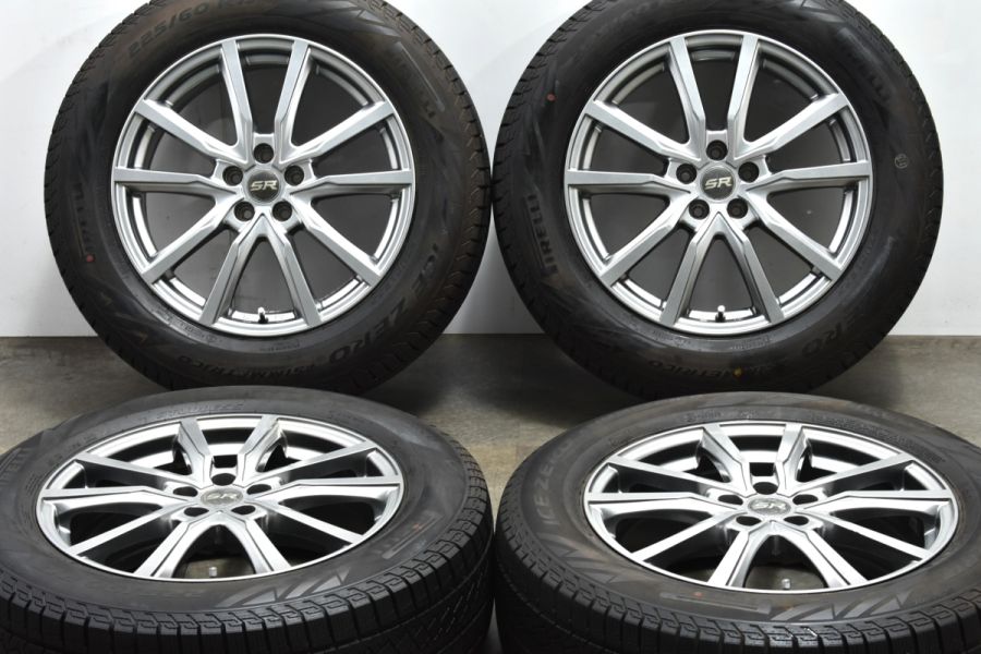 【バリ溝】エルベ Vスポーク 17in 7J +48 PCD100 ピレリ アイスゼロ アシンメトリコ 225/60R17 SJフォレスター XV  スタッドレス 交換用