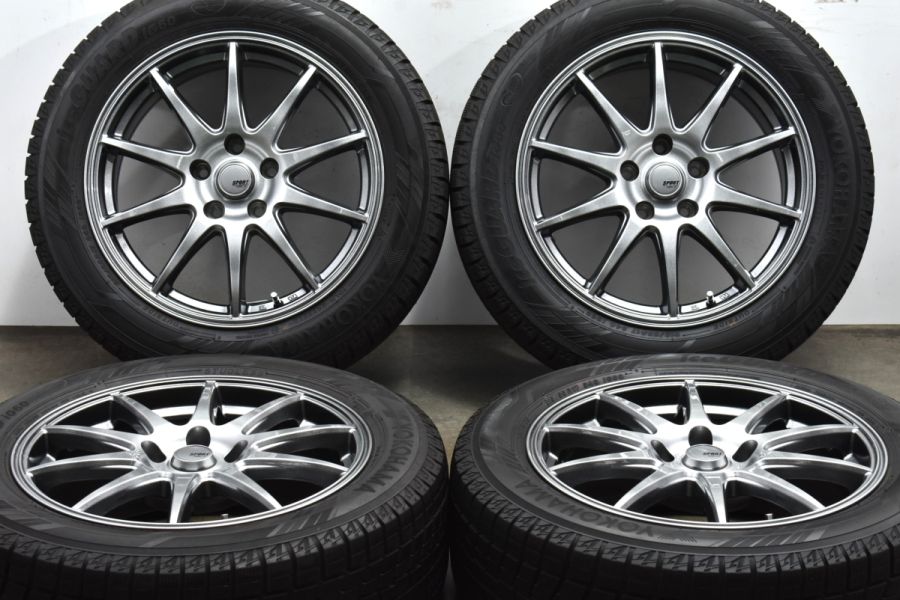 【バリ溝 美品】SPORT ABELIA 17in 7J +38 PCD114.3 ヨコハマ アイスガードiG60 215/55R17 カムリ  オデッセイ ヴェゼル アテンザ ジューク