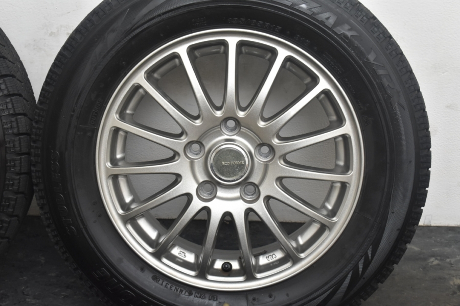 【バリ溝 美品】エコフォルム 15in 6J +53 PCD114.3 ブリヂストン ブリザック VRX 195/65R15 ノア ヴォクシー  ステップワゴン アクセラ