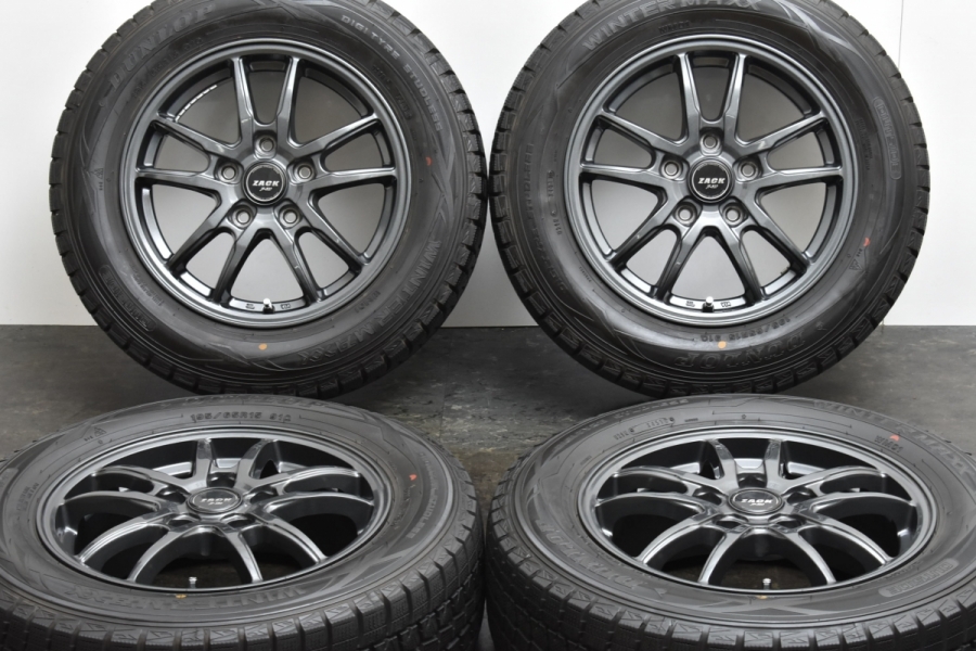 【バリ溝 美品】ZACK JP-520 15in 6J +53 PCD114.3 ダンロップ ウインターマックス WM01 195/65R15 ノア  ヴォクシー ステップワゴン