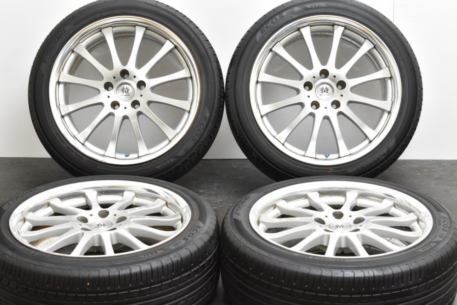 【2ピース 深リム】レアマイスター エクスカリバー 2/12 18in 8J +38 PCD114.3 ヨコハマ エコス ES31 225/45R18  クラウン カムリ マークX