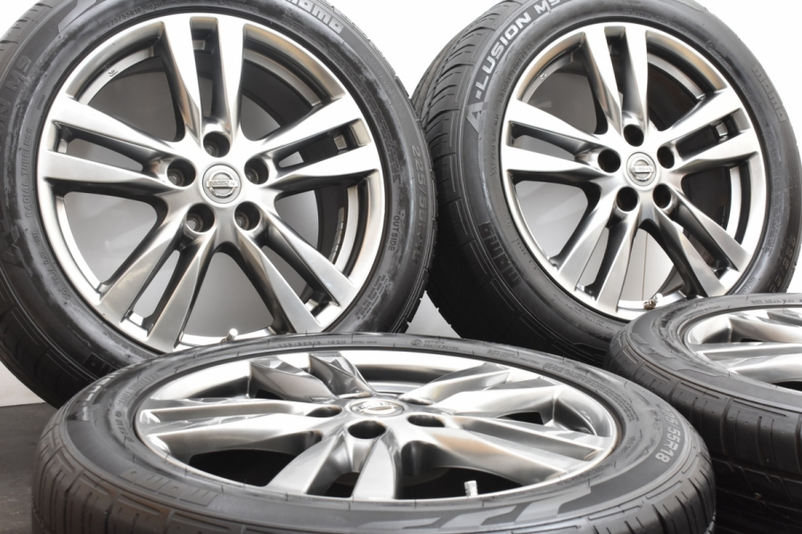 日産エルグラ 18インチ 225/55R18 バリ溝タイヤ２本付 ホイルキズ有り 日産エルグラ 18インチ 225/55R18 バリ溝タイヤ2本付