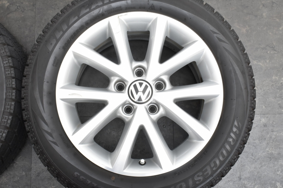 【9分山 バリ溝】VW ゴルフ6 純正 16in 6.5J +50 PCD112 ブリヂストン ブリザック VRX 205/55R16 パサート  ジェッタ 品番:1K0601025CJ