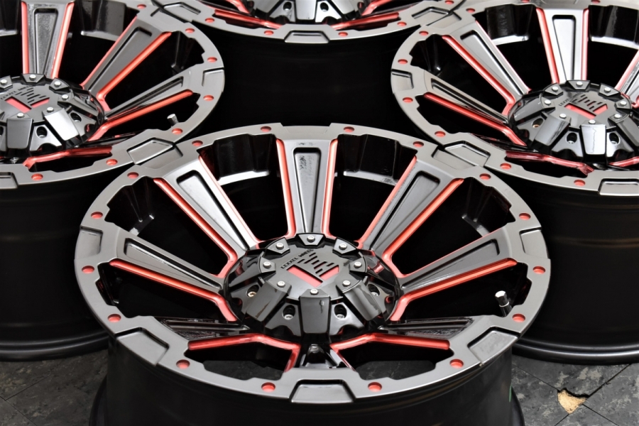 ［中古 美品］LEXXEL【DeathRock】プラド，FJ，ハイラックス，サーフ，ユーコンデナリ等 17インチ ホイールのみ4本セット ノーマルフェンダー用