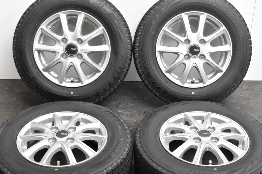 【美品 バリ溝】PREO 13in 4.00B +45 PCD100 ブリヂストン ブリザック VRX2 145/80R13 N-BOX N-ONE  タント ミラ ムーヴ アルト MRワゴン