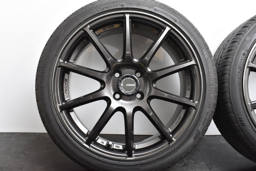 【美品 廃盤サイズ】RAYS GRAMLIGHTS 57Transcend 17in 7J +42 PCD100 H8 セイバーリング  215/40R17 ヴィッツ ヤリス フィット ノート