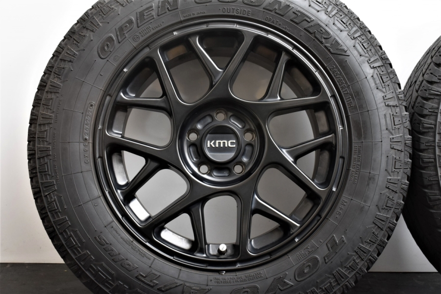 【美品】KMC KM708 BULLY 17in 8J +38 PCD114.3 サテンブラック トーヨー オープンカントリー A/T+  245/65R17 CX-5 CX-8 エクストレイル