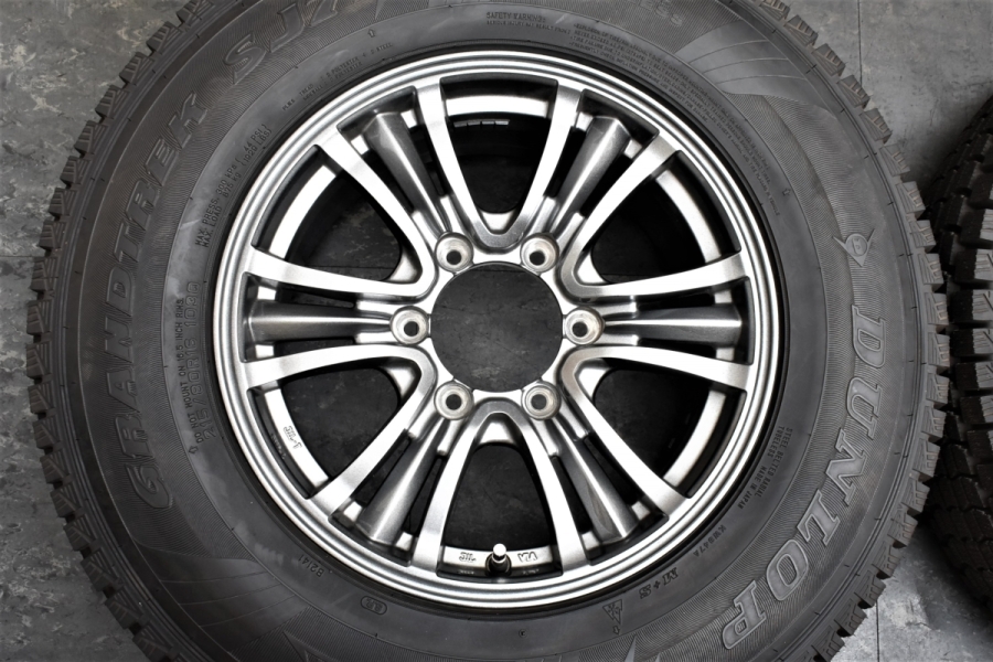 【美品 超バリ溝 9.5分山】バザルトX タイプ2 16in 7J +38 PCD139.7 ダンロップ グラントレック SJ7 215/80R16  テラノ 70ランクル SUV