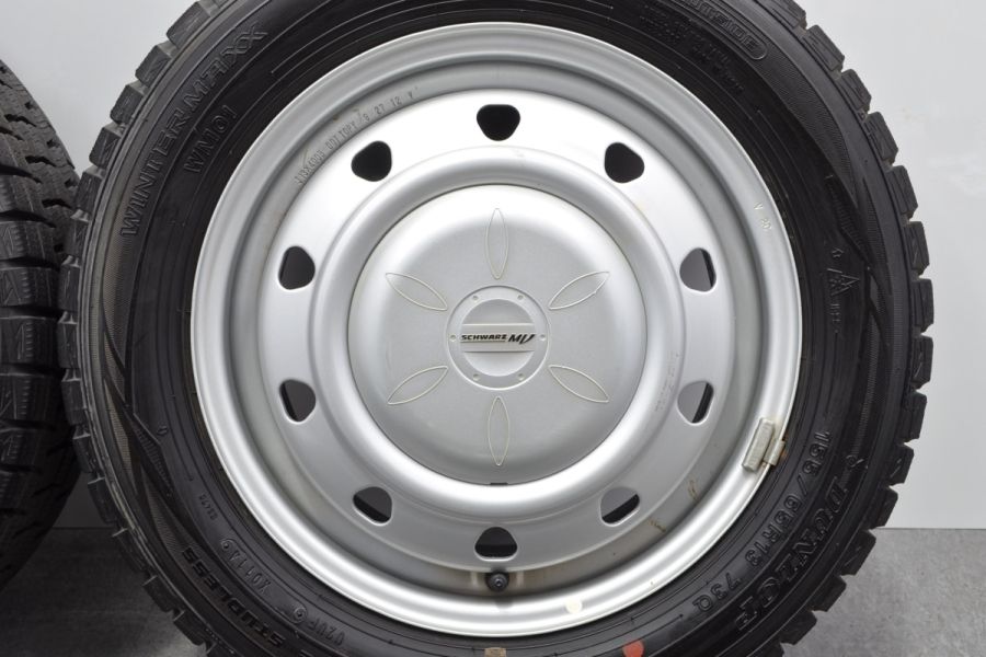 SCHWARZ MV 13in 4.00B +45 PCD100 ダンロップ ウインターマックスWM01 155/65R13 ザッツ ゼスト ライフ  モコ アルト ワゴンR