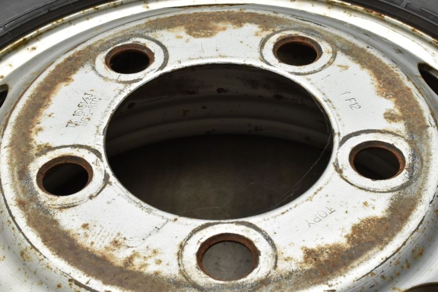 いすゞ　エルフ　2トン　TOPY　TK16×5.5J　116.5-8TC　5穴　2本　現状 いすゞ エルフ 2トン スチールホイール TOPY TK16×5.5J 116.5-8TC 5穴 1