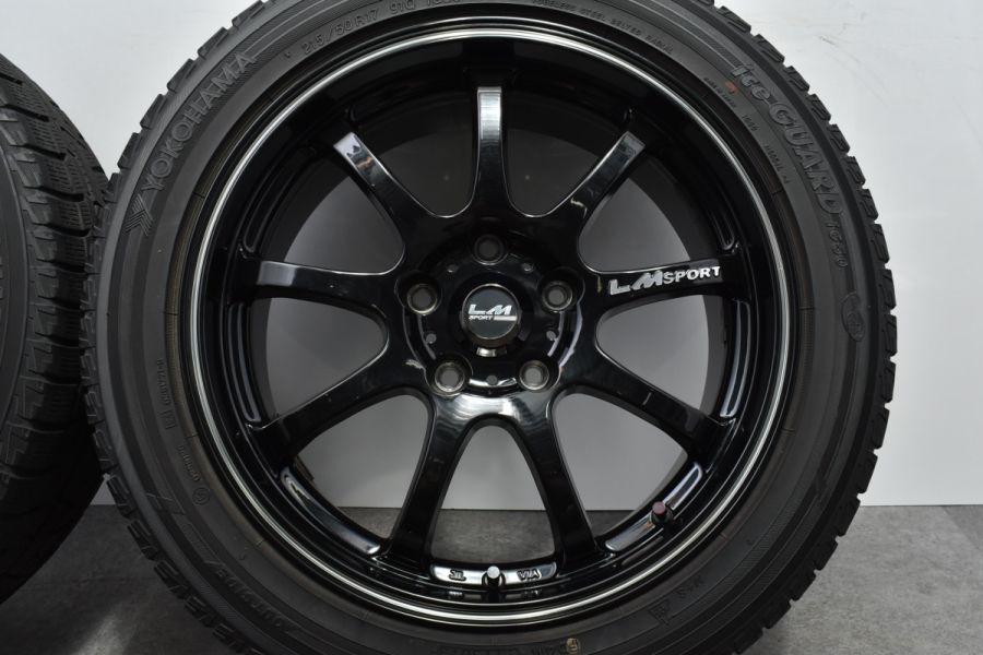 レアマイスター LMスポーツ 17in 7.5J +50 PCD114.3 ヨコハマ 215/50R17 レヴォーグ WRX S4 リーフ SAI  ホイールのみ可