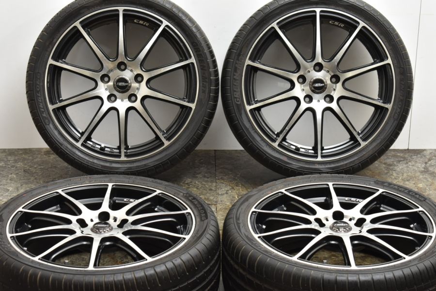 【ドレスアップ用に】クロススピードプレミアムR 18in 7J +47 PCD114.3 リンロン グリーンマックス 225/40R18 クラウン  カムリ オデッセイ