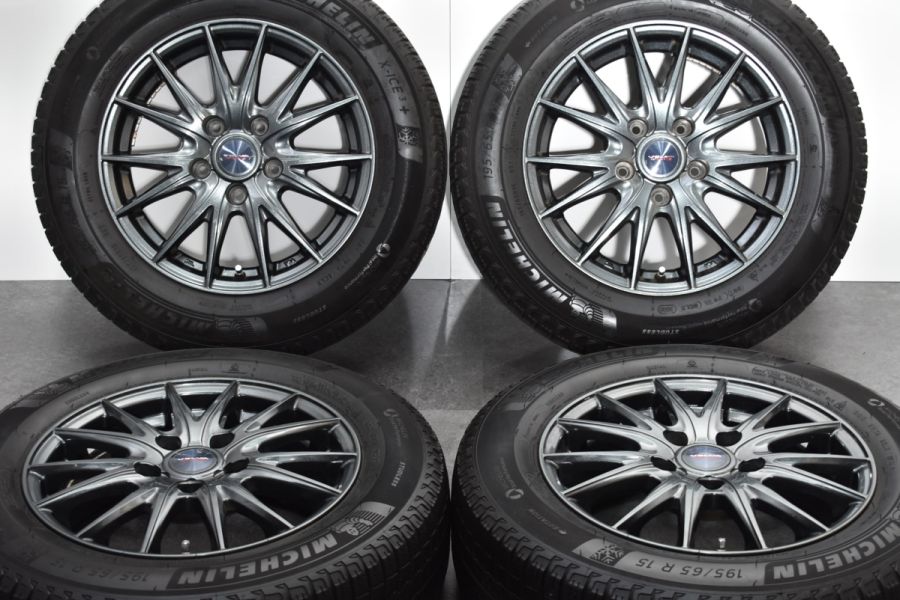 【美品】Weds VELVA SPORT2 15in 6J +43 PCD114.3 ミシュラン X-ICE 3+ 195/65R15 ノア  ヴォクシー ステップワゴン セレナ リーフ