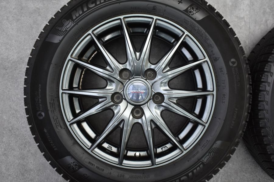 【美品】Weds VELVA SPORT2 15in 6J +43 PCD114.3 ミシュラン X-ICE 3+ 195/65R15 ノア  ヴォクシー ステップワゴン セレナ リーフ