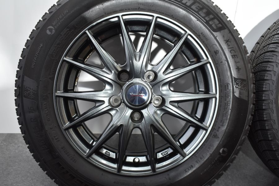 【美品】Weds VELVA SPORT2 15in 6J +43 PCD114.3 ミシュラン X-ICE 3+ 195/65R15 ノア  ヴォクシー ステップワゴン セレナ リーフ