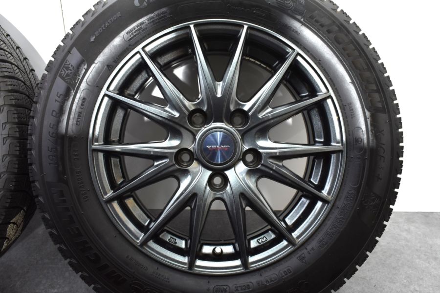 【美品】Weds VELVA SPORT2 15in 6J +43 PCD114.3 ミシュラン X-ICE 3+ 195/65R15 ノア  ヴォクシー ステップワゴン セレナ リーフ