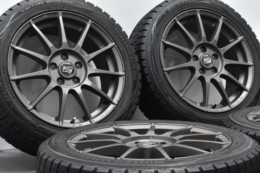 【美品 バリ溝】MSW 85-II 17in 7J +50 PCD108 ダンロップ ウインターマックス WM01 215/50R17 ボルボ S40  V40 V50 スタッドレス