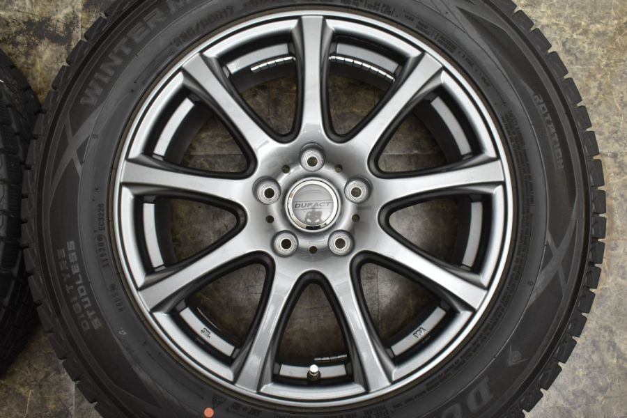 【美品 超バリ溝 9分山】DUFACT 17in 7J +48 PCD114.3 ダンロップ ウインターマックス SJ8 225/65R17  エクストレイル CR-V CX-8 CX-5