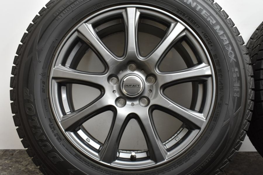 【美品 超バリ溝 9分山】DUFACT 17in 7J +48 PCD114.3 ダンロップ ウインターマックス SJ8 225/65R17  エクストレイル CR-V CX-8 CX-5