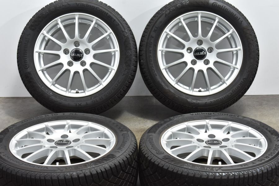 美品】GELBUT 16in 6.5J +46 PCD112 コンチネンタル バイキングコンタクト7 205/55R16 アウディA3 VW ゴルフ  パサート 交換用 中古 スタッドレスタイヤホイールセット | パーツ販売ナンバーワン