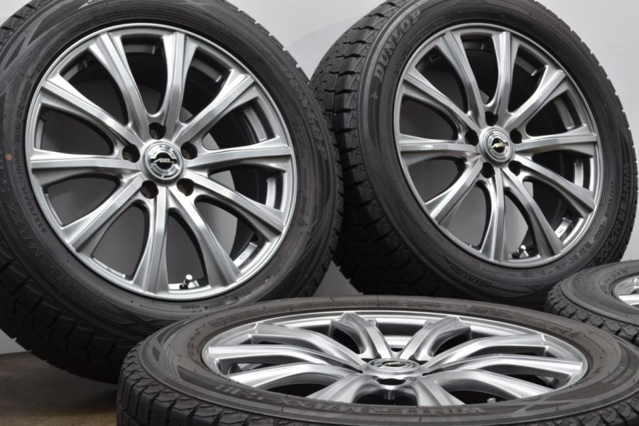 【美品】AXEL 18in 7.5J +38 PCD114.3 ダンロップ ウィンターマックス SJ8 235/55R18 RAV4 ハリアー  エクストレイル アウトランダー