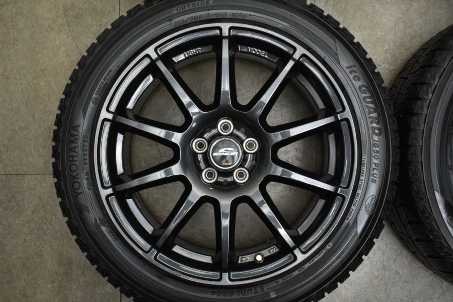 美品 バリ溝】シュナイダー 17in 7J +48 PCD100 ヨコハマ アイスガード 