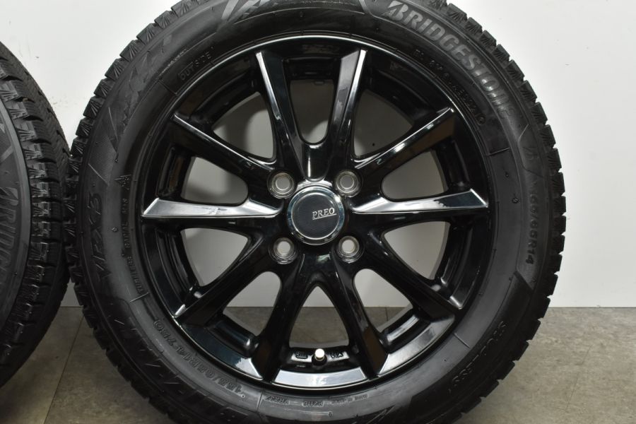 バリ溝】PERO 14in 4.5J +45 PCD100 ブリヂストン ブリザック VRX3 155