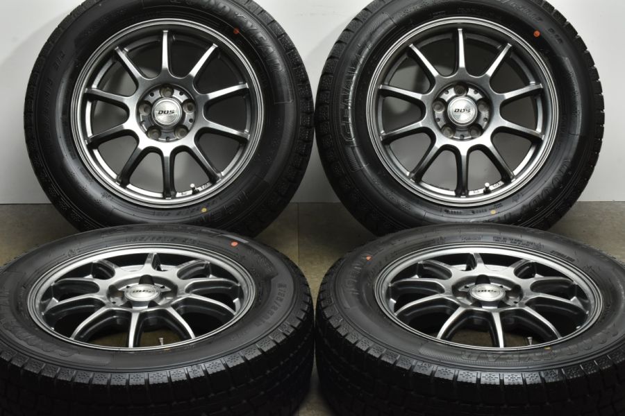 【バリ溝】DOS 15in 6J +45 PCD100 グッドイヤー アイスナビ7 195/65R15 プリウス カローラツーリング スポーツ  ウィッシュ インプレッサ