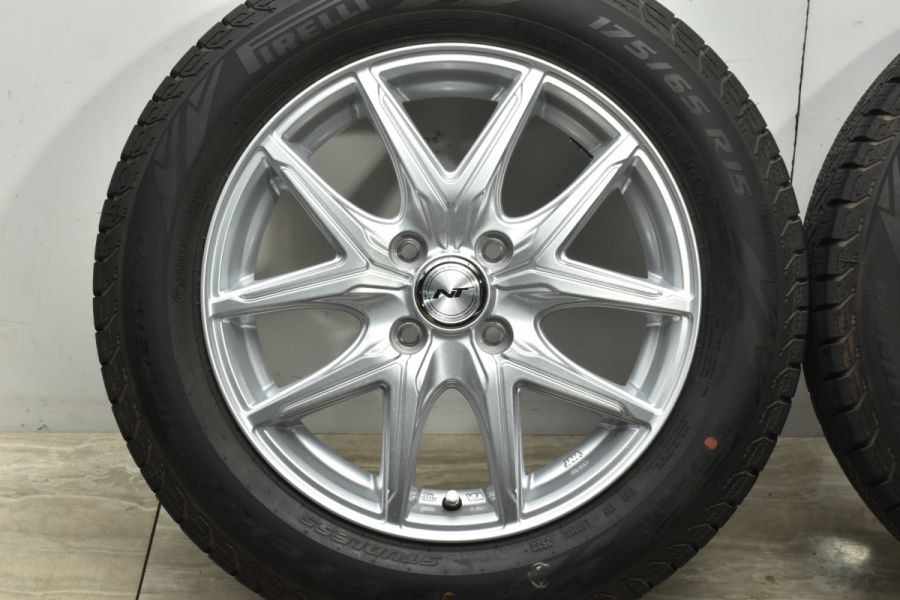 【バリ溝 美品】トピー NT 15in 5.5J +42 PCD100 ピレリ アイスゼロアシンメトリコ 175/65R15 アクア フィールダー  フィット スイフト