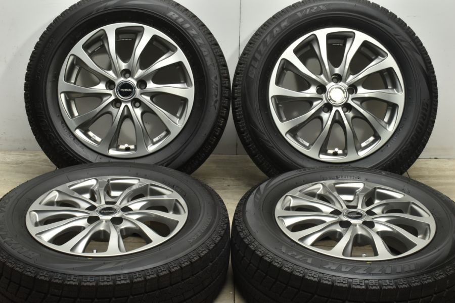 【バリ溝 美品】バルミナ 15in 6J +43 PCD100 ブリヂストン ブリザック VRX 195/65R15 プリウス カローラツーリング  スポーツ