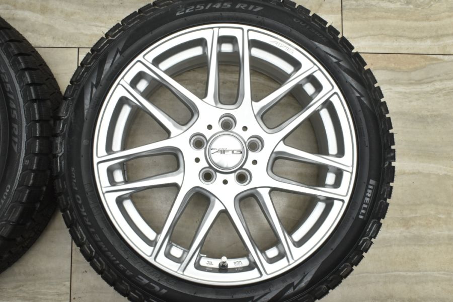 バリ溝 美品】EURO AFG 17in 7J +48 PCD108 ピレリ アイスアシンメトリ  