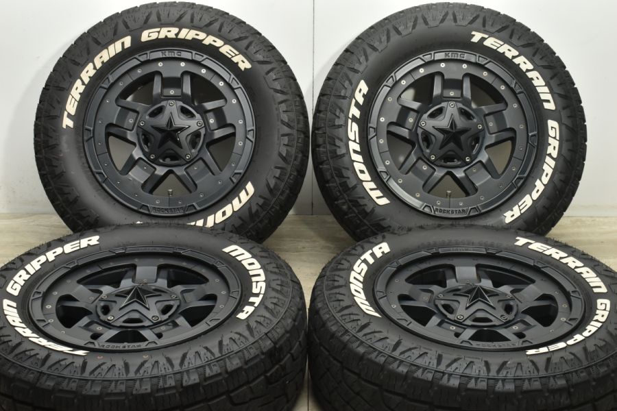 【美品 バリ溝】KMC XDシリーズ XD827 ロックスター3 17in 8J +20 PCD135/139.7 MONSTA テレーングリッパー  265/65R17 プラド サーフ