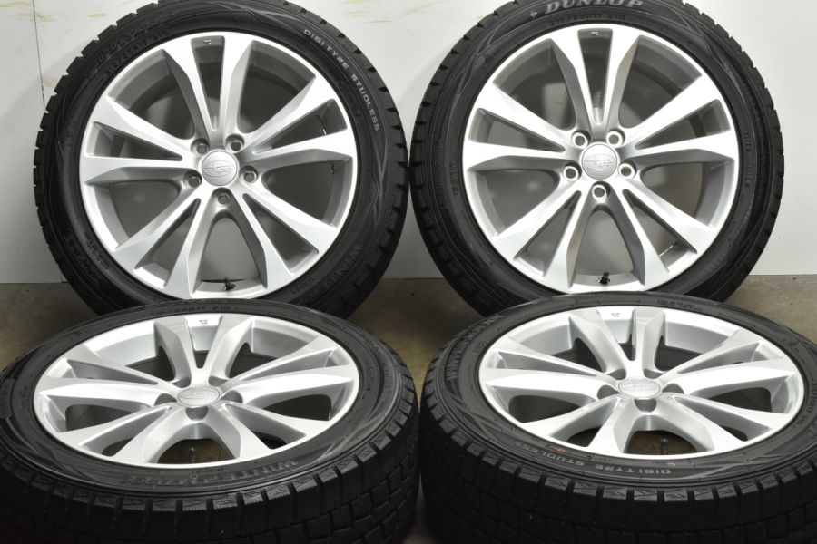 【美品】スバル レガシィ 純正 17in 7.5J +55 PCD100 ダンロップ ウインターマックス WM01 215/50R17 フォレスター  レガシィアウトバック