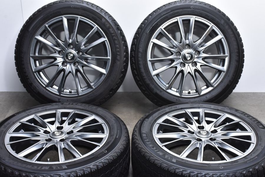 【美品 バリ溝】ストレンジャー 17in 7J +53 PCD114.3 ミシュラン X-ICE SNOW 215/55R17 オデッセイ ヴェゼル  エスティマ CX-3