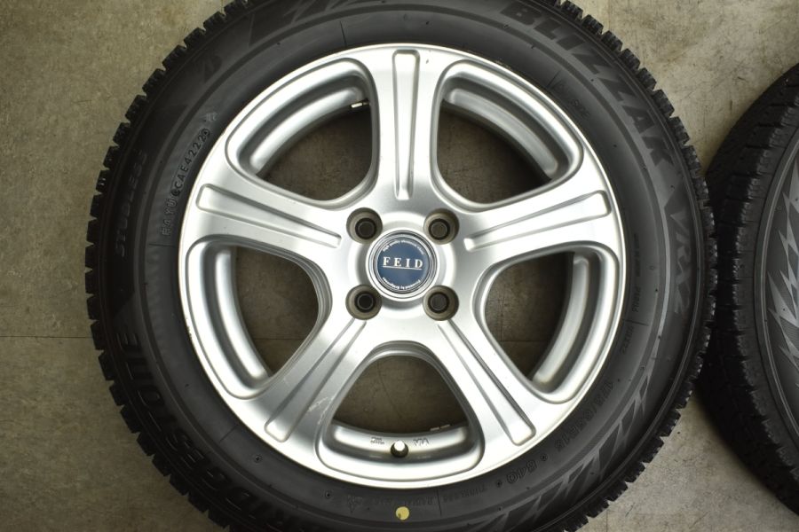 【バリ溝】FEID 15in 6.0J +40 PCD100 ブリヂストン ブリザック VRX2 175/65R15 アクア カローラフィールダー  フィット キューブ スイフト