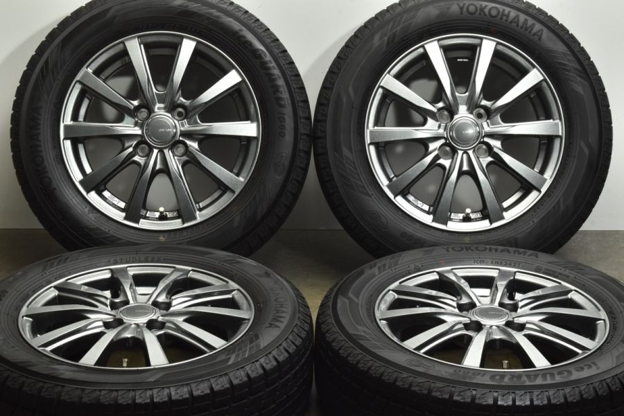 【美品 バリ溝】グラス 14in 5J +39 PCD100 ヨコハマ アイスガード iG60 175/65R14 パッソ ヴィッツ フィット ノート  キューブ コルト