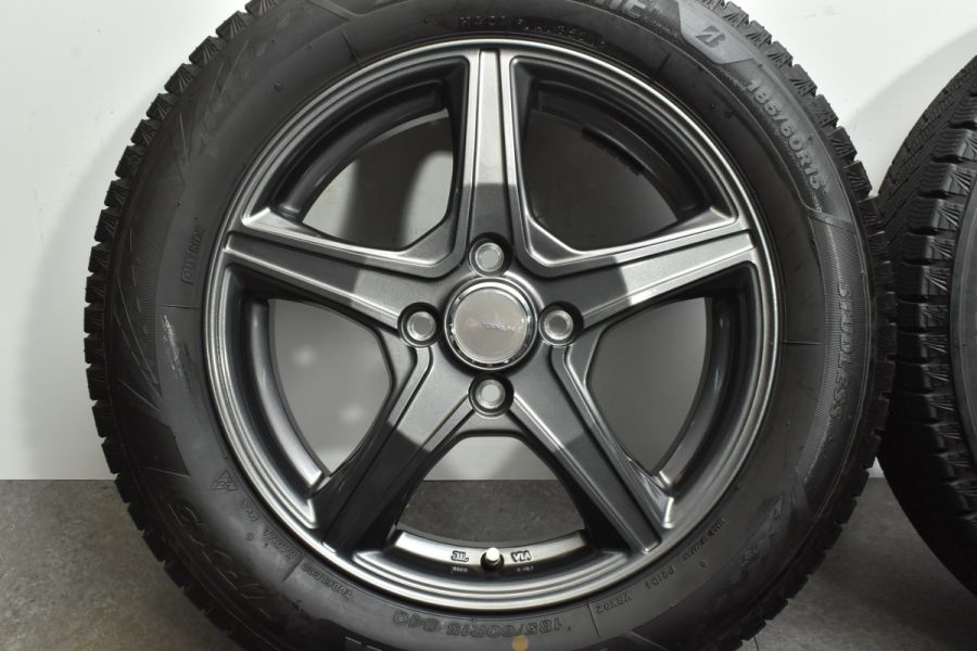 ブリジストン スタッドレス 美品 バリ山 185/60R15 スイフト純正アルミ 4本