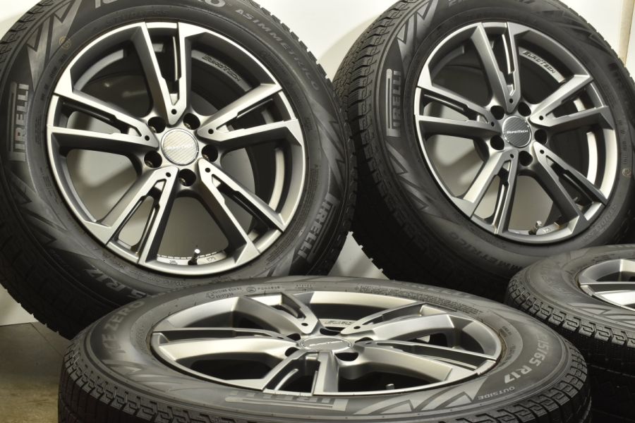 【バリ溝 美品】EUROTECH 17in 7J +40 PCD112 ハブ径66.5 アイスゼロアシンメトリコ 215/65R17 2023 ...
